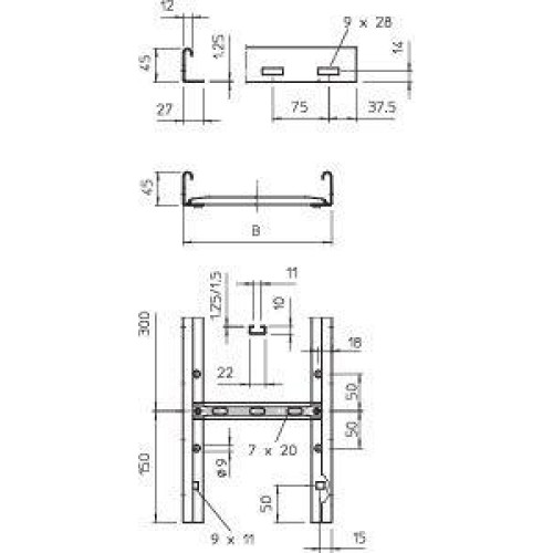 Лоток лестничный 200х45 L3000 сталь 1.25мм LG 420 NS 3 FS OBO 6200508