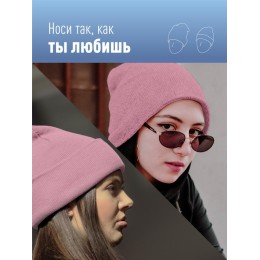 Шапка с фонариком 215х205х5 пастельно-роз. (фонарь 66х50х15мм снимается; аккум. 3.7В/200мА.ч) 3 режи