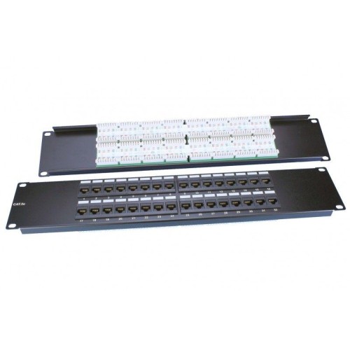 Патч-панель 19дюйм 2U кат.5E 32 порта RJ45 Dual IDC ROHS PP3-19-32-8P8C-C5E-110D черн. Hyperline 246