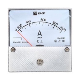 Амперметр аналоговый AM-A801 на панель 80х80 кругл. вырез 1000А трансф. подкл. EKF am-a801-1000/ama-