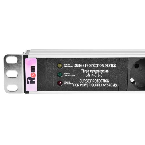 Блок распределения питания Rem-10 R-10-7S-FI-440-Z 7хSchuko 10А базов. горизонт. без вилки Rem 14525