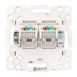 Розетка компьютерная 2-м Стокгольм RJ-45 механизм бел. EKF EYK02-035-10
