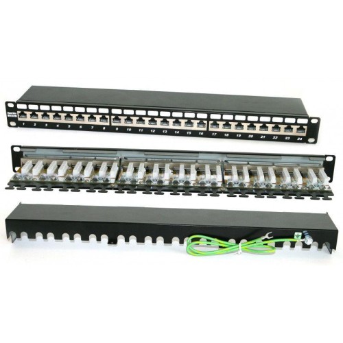 Патч-панель 19дюйм PP2-19-24-8P8C-C6A-SH-110D 1U 24 порта RJ45 полн. экран. кат.6a Dual IDC Hyperlin