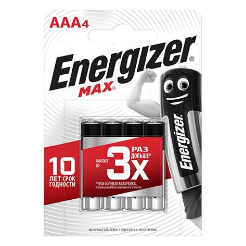 Элемент питания алкалиновый AAA/LR03/286 Max BL4 (блист.4шт) Energizer E300157304