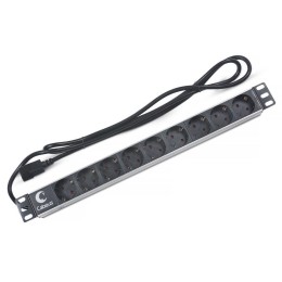 Блок розеток 9-м PDU-9P-2IEC 10А горизонт. евростандарт для 19дюйм шкафов без выкл. вилка IEC 320 C1