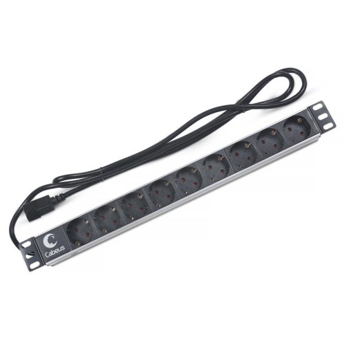 Блок розеток 9-м PDU-9P-2IEC 10А горизонт. евростандарт для 19дюйм шкафов без выкл. вилка IEC 320 C1
