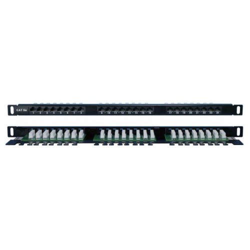 Патч-панель 19дюйм 0.5U кат.5E 24 порта RJ45 Dual IDC PPHD-19-24-8P8C-C5E-110D высок. плотности Hype