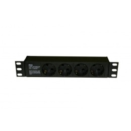 Блок розеток SHE10-4SH-IEC 10дюйм 250В 1U 16А 4 розетки Schuko алюм. корпус разъем IEC 60320 C14 Hyp