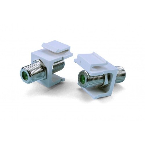 Вставка KJ1-FCON-3G-N-WH формата Keystone Jack с прох. адапт. F-типа nickel plated 3ГГц ROHS бел. Hy