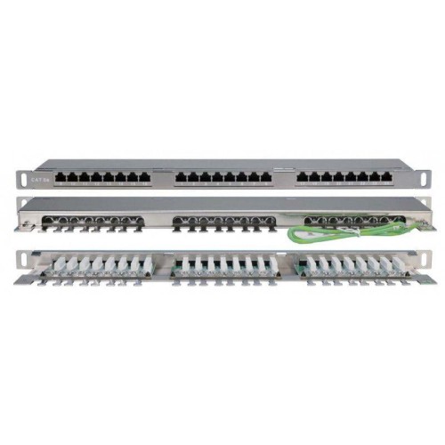 Патч-панель 19дюйм 0.5U кат.5E 24 порта RJ45 Dual IDC PPHD-19-24-8P8C-C5E-SH-110D высок. плотности H