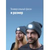 Шапка с фонариком 215х205х5 сер. (фонарь 68х40х23мм снимается и крепится в другое место; аккум. 3.7В