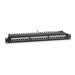 Патч-панель 19дюйм 1U кат.5E полн. экранир. 24 порта RJ45 Dual IDC WR-PL-24-C5E-SH-D черн. WRline 50