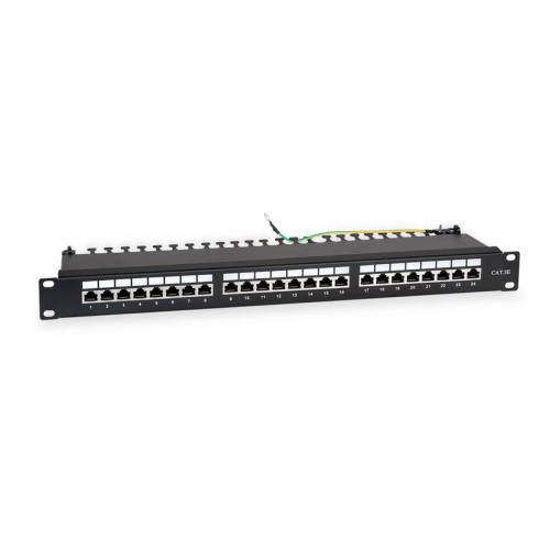 Патч-панель 19дюйм 1U кат.5E полн. экранир. 24 порта RJ45 Dual IDC WR-PL-24-C5E-SH-D черн. WRline 50