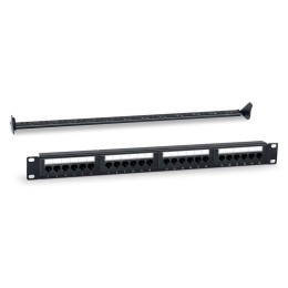 Патч-панель 19дюйм 1U кат.5E 24 порта RJ45 Dual IDC WR-PL-24-C5E-D с задним кабельным организатором
