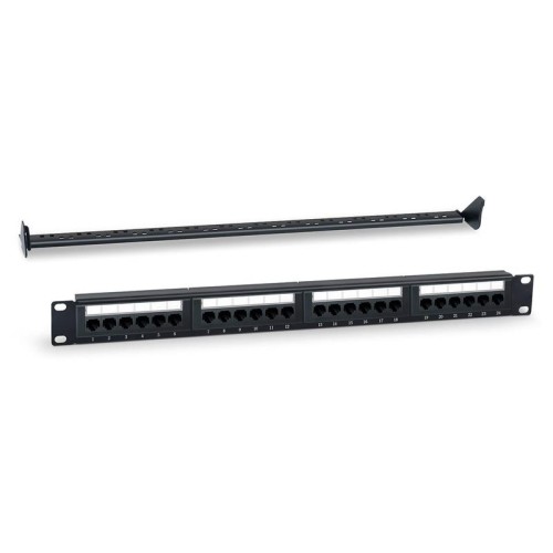 Патч-панель 19дюйм 1U кат.5E 24 порта RJ45 Dual IDC WR-PL-24-C5E-D с задним кабельным организатором