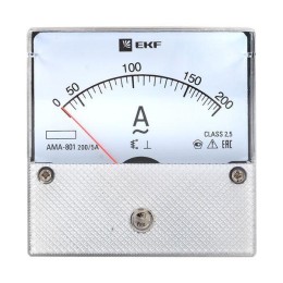 Амперметр аналоговый AM-A801 на панель 80х80 кругл. вырез 200А трансф. подкл. EKF am-a801-200/ama-80