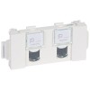 Розетка компьютерная 2-м СП 4мод. Mosaic RJ45 кат.5E UTP CD с механизмом быстр. подключ. механизм бе