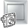 Розетка 1-м СП Valena 16А IP21 2P+E с заземл. защ. шторки немецк. стандарт механизм алюм. (DIY-упак.