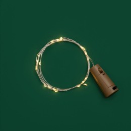 Гирлянда светодиодная "Роса" 2м 20LED тепл. бел. 0.1Вт IP20 с пробкой элементы питания 3хLR44 (в ком