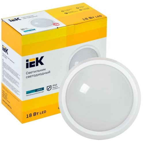 Светильник светодиодный ДПО 5050 18Вт 4000К IP65 круг бел. IEK LDPO0-5050-18-4000-K01