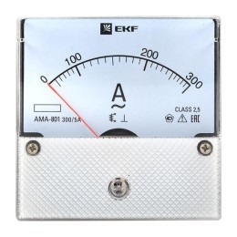 Амперметр аналоговый AM-A801 на панель 80х80 кругл. вырез 300А трансф. подкл. EKF am-a801-300/ama-80