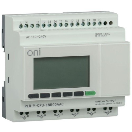 Контроллер программируемый логический (микро ПЛК) PLR-M. CPU DI12/DO06 220В AC ONI PLR-M-CPU-18R00AA