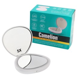 Зеркало M147-SL C01 с LED подсветкой складное 1х/5х 2хCR2032 двойн. бел. Camelion 13002