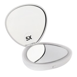 Зеркало M147-SL C01 с LED подсветкой складное 1х/5х 2хCR2032 двойн. бел. Camelion 13002