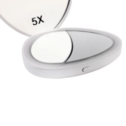 Зеркало M147-SL C01 с LED подсветкой складное 1х/5х 2хCR2032 двойн. бел. Camelion 13002