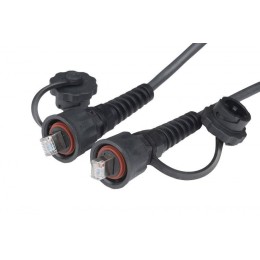 Патч-корд промышленный кат.5E F/UTP экранир. IP67 PC-IE-LPM-STP-RJ45-RJ45-C5e-2M-BK с защ. крышками