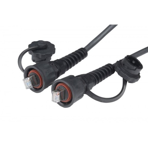 Патч-корд промышленный кат.5E F/UTP экранир. IP67 PC-IE-LPM-STP-RJ45-RJ45-C5e-2M-BK с защ. крышками