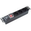 Блок розеток SHE10-3SH-S-IEC 10дюйм 250В 1U 16А 3 розетки Schuko с выкл. алюм. корпус разъем IEC 603