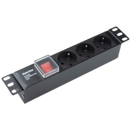Блок розеток SHE10-3SH-S-IEC 10дюйм 250В 1U 16А 3 розетки Schuko с выкл. алюм. корпус разъем IEC 603