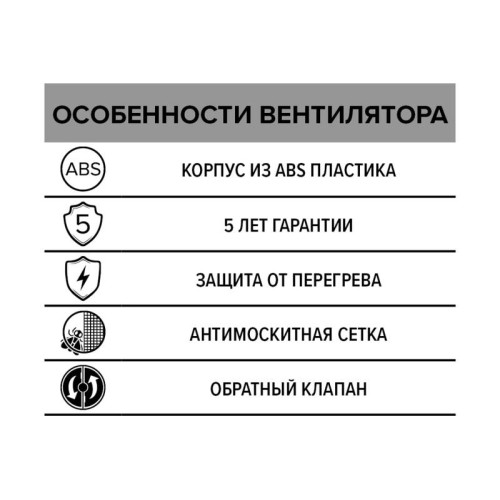 Вентилятор осевой с антимоскит. сеткой с обрат. клапаном D 125 ERA E 125 SC