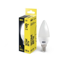 Лампа светодиодная ECO C35 9Вт свеча 3000К E14 230В IEK LLE-C35-9-230-30-E14