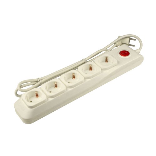 Удлинитель с сетевым фильтром 5х3м с заземл. 10А Lux SGSL5-3 IVORY ПВС 3х0.75 защита от перенапряж.