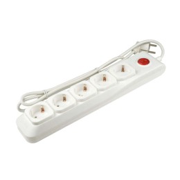 Удлинитель с сетевым фильтром 5х3м с заземл. 10А Lux SGSL5-3 WHITE ПВС 3х0.75 защита от перенапряж.