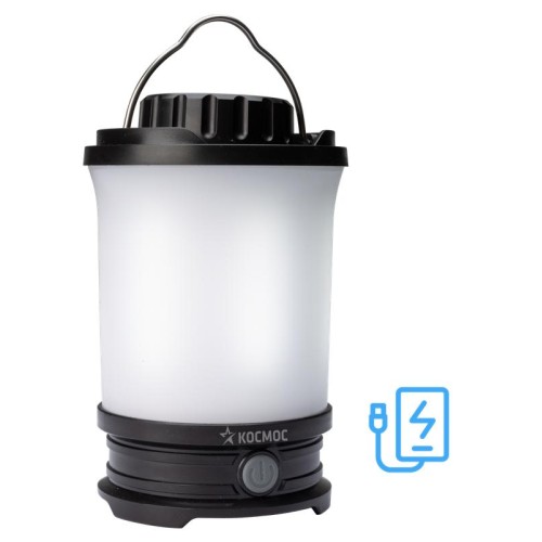 Фонарь аккумуляторный кемпинговый LED 10Вт съемн. аккум. Li-ion18650 2х2.2А.ч Power-bank USB-шнур КО