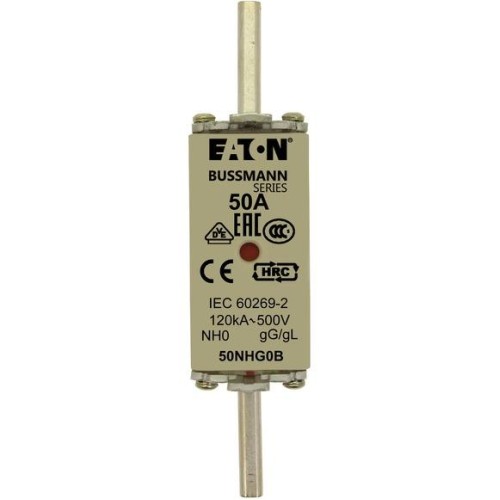 Предохранитель NH 50А 500В GL/GG 0 двойн. индикация EATON 50NHG0B