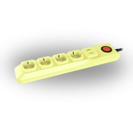 Удлинитель с сетевым фильтром 4х3м с заземл. 10А Lux SGSL5-3U IVORY 1хUSB 1А ПВС 3х0.75 защита от пе