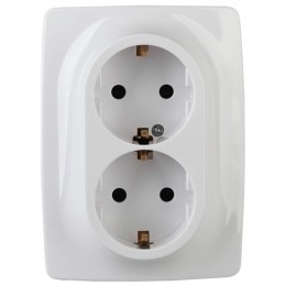 ЭРА 12А-2008-01 Розетка 2X2P+E Schuko со шторками , 16АХ-250В, 12, Al+Cu Белый