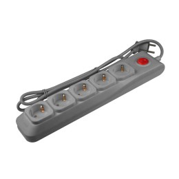 Удлинитель с сетевым фильтром 5х5м с заземл. 10А Lux SGSL5-5 GREY ПВС 3х0.75 защита от перенапряж. к