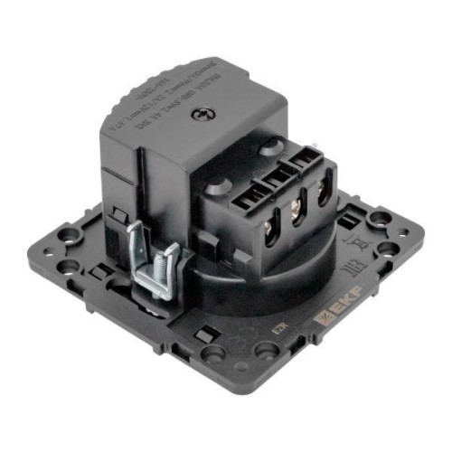Розетка 1-м СП Стокгольм 16А USB A+C с заземл. защ. шторки винтов. клеммы механизм черн. EKF EZR16-2