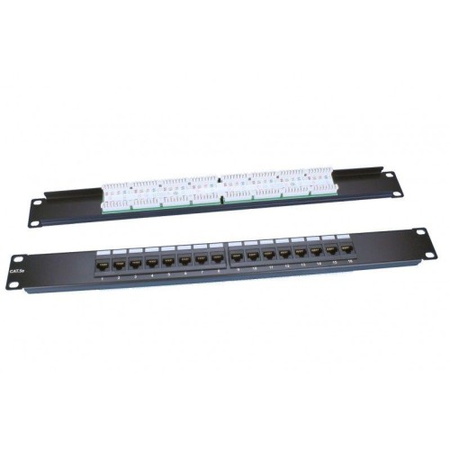 Патч-панель 19дюйм 1U кат.5E 16 портов RJ45 Dual IDC ROHS PP3-19-16-8P8C-C5E-110D черн. Hyperline 24