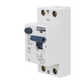 Выключатель дифференциального тока (УЗО) 2п 50А 30мА тип AC ВД1-63 GENERICA MDV15-2-050-030