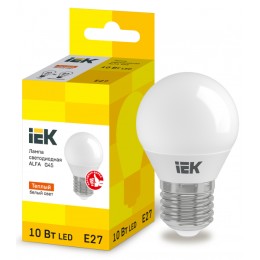 IEK Лампа LED ALFA G45 шар 10Вт 230В 3000К E27