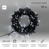 Гирлянда светодиодная "Нить" 20м 200LED бел. 15Вт 24В IP67 постоян. свечение провод каучук черн. (ну