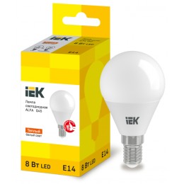 IEK Лампа LED ALFA G45 шар 8Вт 230В 3000К E14