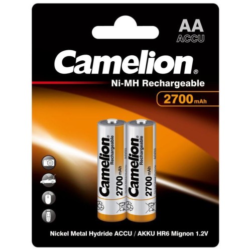 Аккумулятор AA/R6 2700мА.ч NI-MN BP-2 металлик (блист.2шт) Camelion 7371