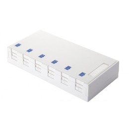 Коробка настенная 6-порт. со шторками бел. Eurolan 12B-04-06WT